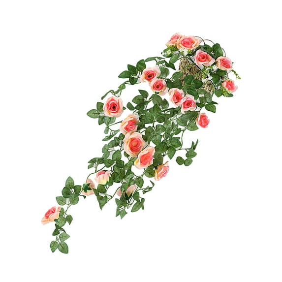 Artificial Rose Garland Simulation Flower vine artificial garland Vine Decor Wall Hanging Plastic Flower Rattan champagne