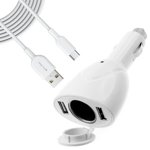 2-Port USB Charger for Kyocera DuraForce Pro 3 Phone - 6ft Type-C Cable Power Cord DC Socket Splitter USB-C Wire Y1R for DuraForce Pro 3 (2023) Model