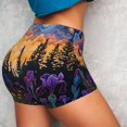 thumbnail image 4 of Balery Cosmic Irises At Twilight Pantalones cortos de entrenamiento estampados para mujer, sin costuras, ajustados, para gimnasio, yoga, correr, deportes, ejercicio activo, fitness.-Medium, 4 of 8