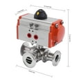thumbnail image 2 of Miumaeov 1 Inch T-Type Sanitary Pneumatic Ball Valve Tri-Clamp Quick Ferrule 3-Way Air Actuated Ball 304 Stainless Steel, 2 of 17