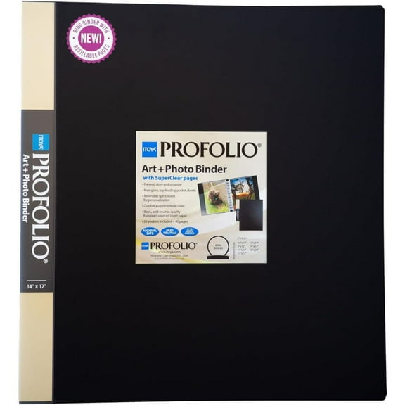 Itoya Art Profolio Multi-Ring Binder, 14x17" Art Size, 40 Photographs, 2-Pack, Black