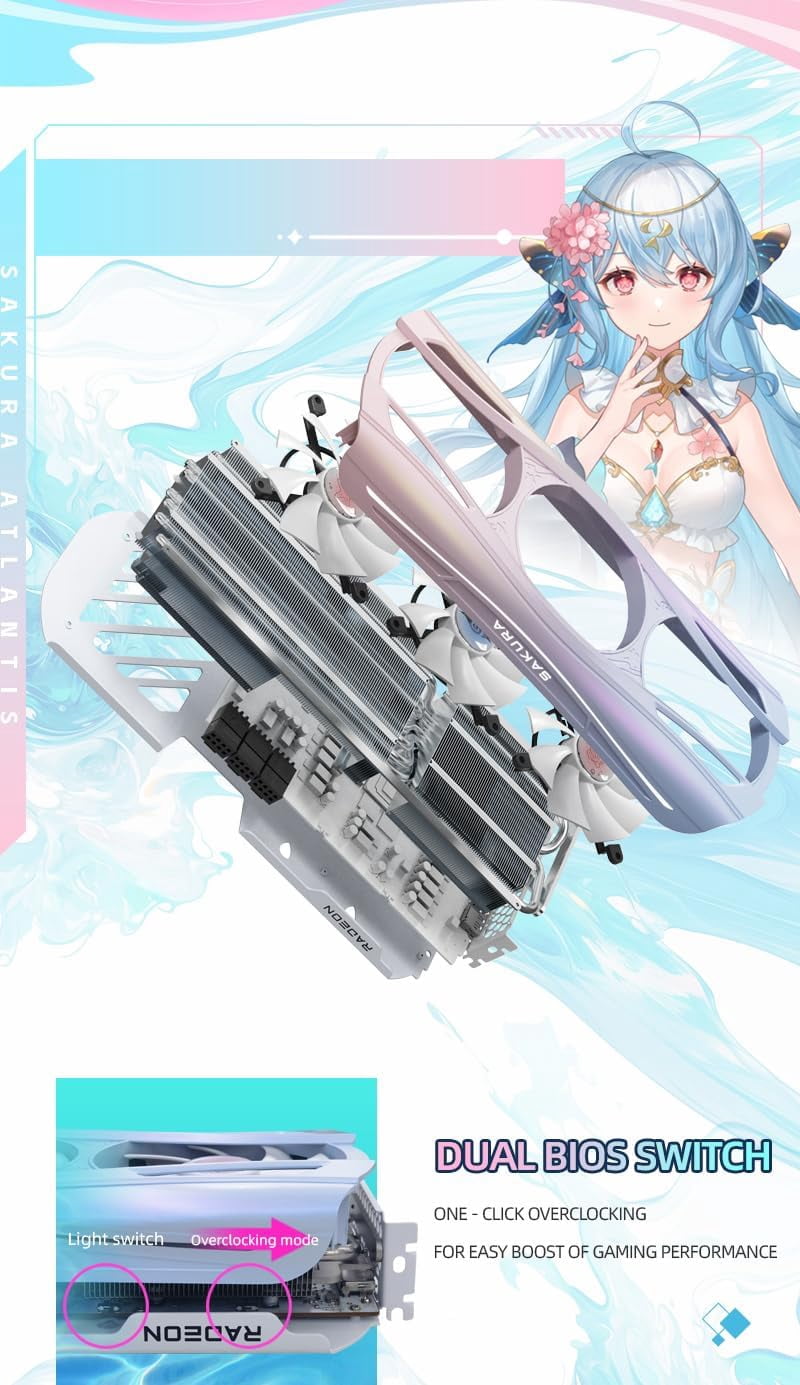 Yeston Sakura Atlantis Radeon RX 9070 XT 16G GDDR6 256bit 4nm