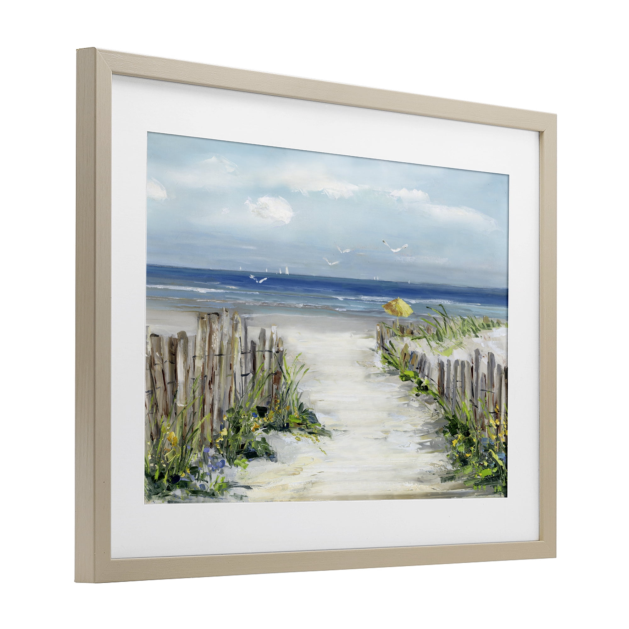 Stupell Industries Sunlit Dune Path To Ocean Birch Framed Print Under Glass, design by Sally Swatland