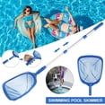 thumbnail image 1 of CNKOO Swimming Pool Cleaner Supplies Professional Heavy Duty Pool Leaf Rake Fine Mesh Frame Net Swimming Pool Cleaning Leaf Skim Net 17.5-35.5inch (Blue), 1 of 8