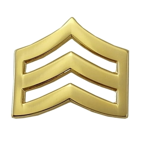 Hero’s Pride Mini SGT Chevron Pin – Gold Finish, Pair, 3/4", Clutch Backs