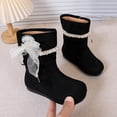 thumbnail image 2 of Girls Mid-Calf Boots Lace Bow Slouch Winter Casual Shoes for Toddler, 2 of 8