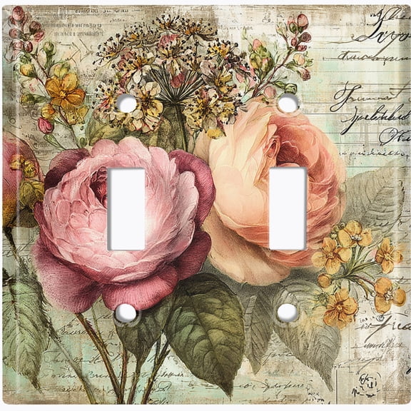 Metal Light Switch Wall Plate Outlet Cover (Printed Image of Wildflowers Diary - Double Toggle)