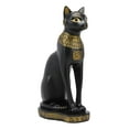 thumbnail image 2 of Black And Gold Egyptian Goddess Bastet Cat Sitting Figurine 9"H Decor Statue, 2 of 10