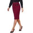 thumbnail image 4 of INSPIRE CHIC Tweed Pencil Skirt for Women High Waisted Midi Skirts Knee Length Button Decor Bodycon Office Work Skirts with Belt S Solid Red, 4 of 5