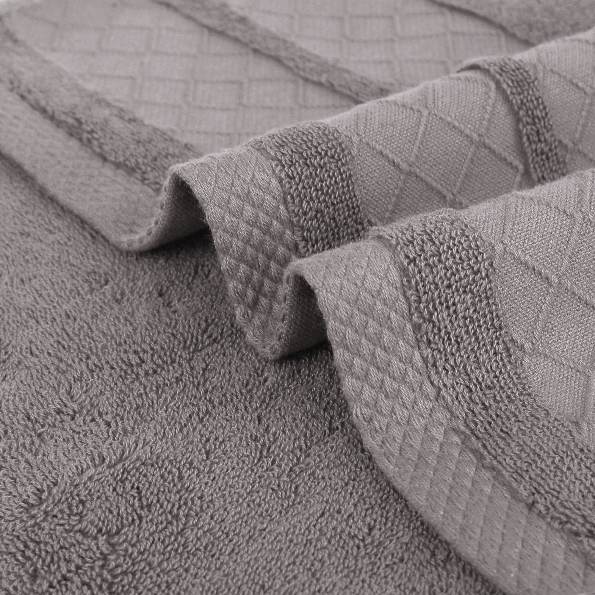 REGALWOVEN Cotton Soft Decorative Hand Towels, Geometry Pattern Hand Towel for Bathroom, Kitchen, Hotel Grey 4 Piece