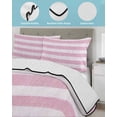 thumbnail image 4 of Quilts Twin-XL Size Bedding Set, Pink Striped Lightweight Quilted Comforter, Farmhouse Vintage Stripes Soft Reversible Bedspread Coverlet with Pillow Covers for All Season, 68" x 98", 4 of 7