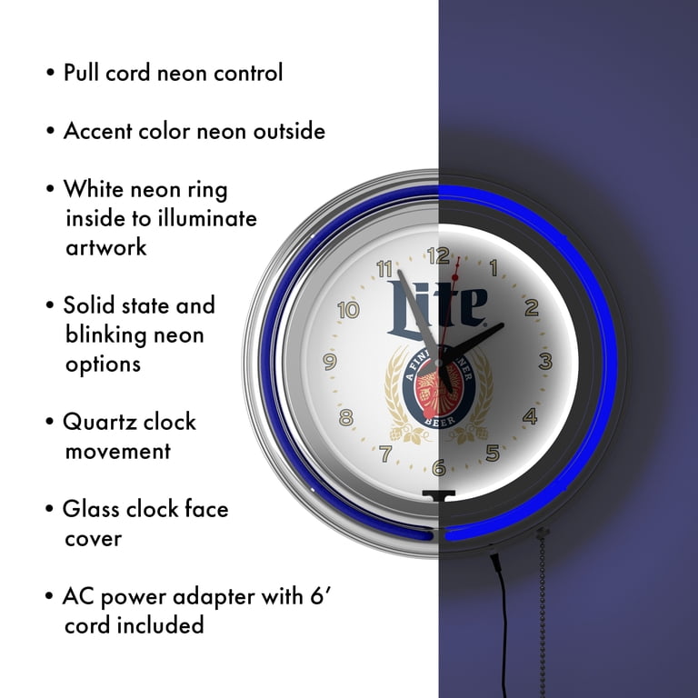 Miller Lite Officially Licensed Neon Wall Clock - Retro Design
