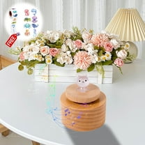 KOYPTL Mini Luminous Circular Music Box,Wooden DIY Rotating Music Box Toys with Wind-up Mechanism for Home Decoration Desktop Display Ornaments Gift for Christmas Stocking Stuffers Birthdays Holidays