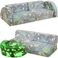 thumbnail image 3 of LinkRomat 10Pcs Modular Kids Play Couch Glow, Convertible Play Couch, Instant Rebound 28D Foam Toddler Couchs, Kids Imaginative Furniture for Playroom (Gray & Dinosaur), 3 of 10