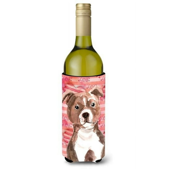 Red Staffie Bull Terrier Love Wine Bottle Beverge Insulator Hugger