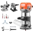 thumbnail image 1 of VEVOR Wood Router, 1 HP 710W, Variable Speed Palm Router Tool with 1/4 in Collet, Compact Edge Wood Trimmer with Fixed, Plunge & Tilt Base, Soft Start, 1 of 9