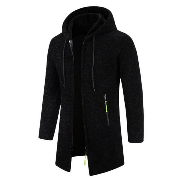 Pisexur Jackets for Men Men's Hooded Mid-Length Thin Velvet Loose Large Size Thin Velvet Sweater Jacket Knitted Cardigan Tops Jacket Winter Coats for Men Mens Winter Jacket