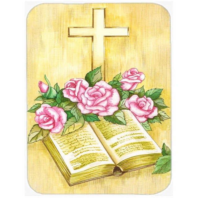 Carolines Treasures APH4072LCB Croix de Pâques & Bible avec des Roses en Verre Grande Planche à Découper