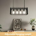 thumbnail image 2 of Farmhouse Kitchen Island Lighting Pendant Light Fixture Chandelier 4-Light Rectangular Pendant Lighting for Dining Room Bar Foyer(Height Adjustable), 2 of 7