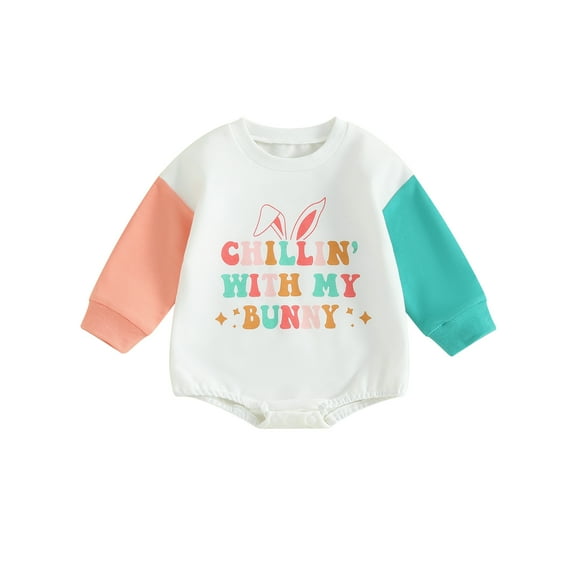 Bagilaanoe Newborn Baby Girl Boys Oversized Romper Sweatshirt Long Sleeve Bodysuits Contrast Color Pullover 3M 6M 12M 18M Infant Casual Tee Tops