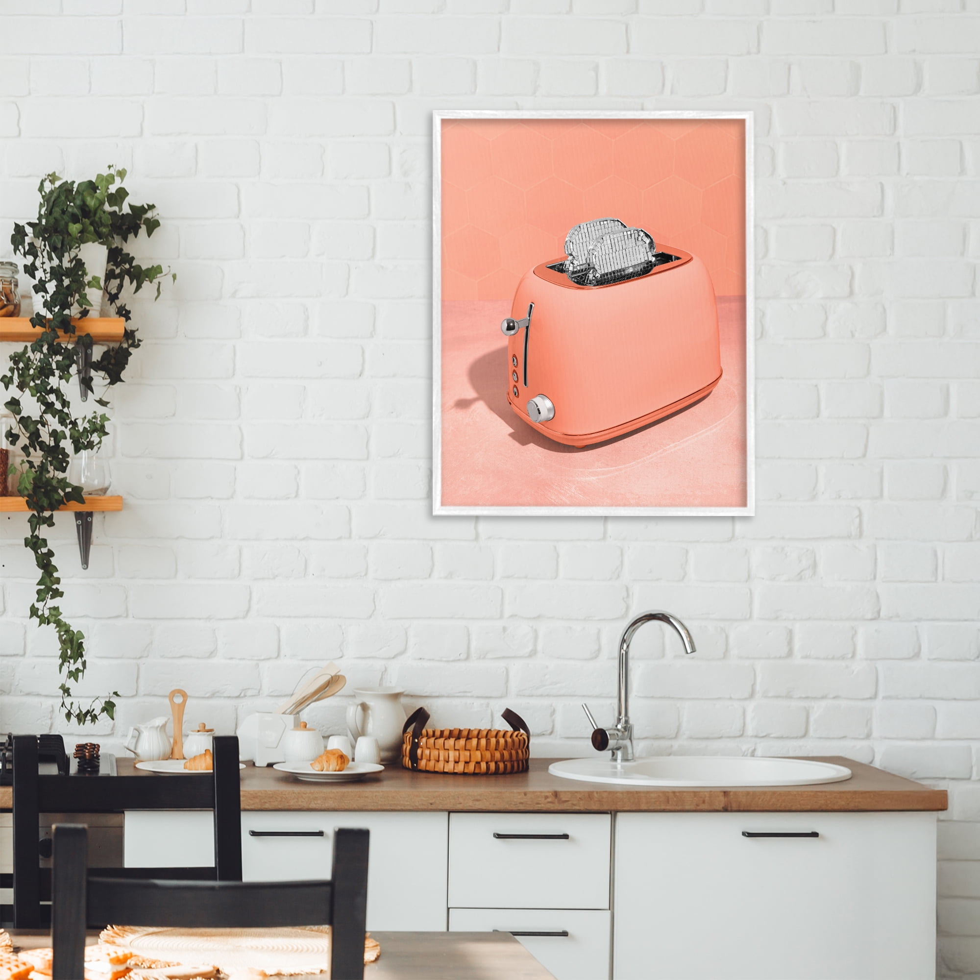 Stupell Industries Disco Toast over Orange White Framed Giclee Art, design by LISH Creative