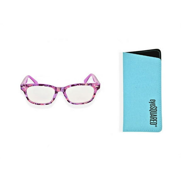 eyeSQUARED Adult Violet Frame Blue Light Blocking Glasses with Blue Eco Friendly Case for Women