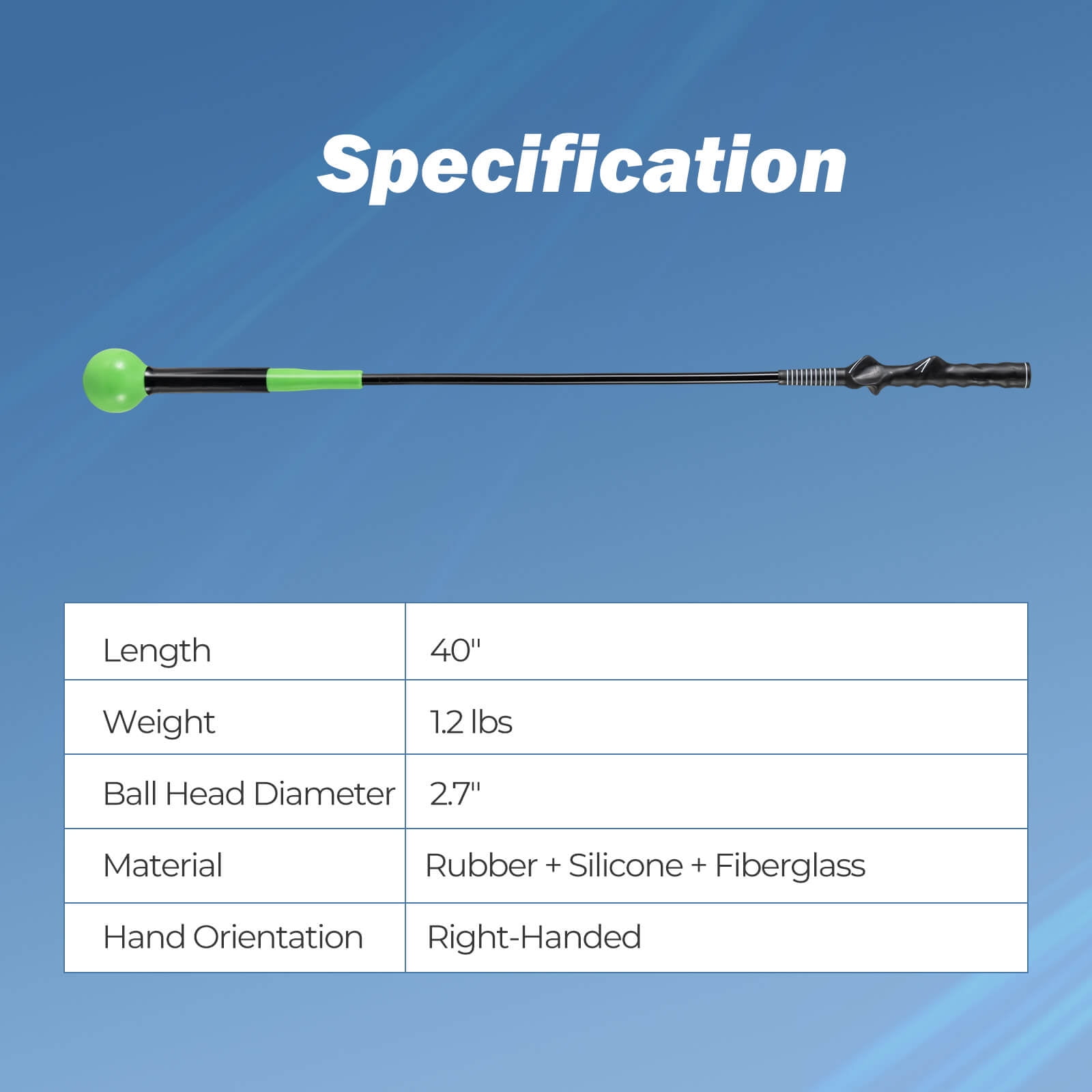 Costway 40" Golf Swing Trainer Aid with Weighted Head for Grip Rhythm Flexibility Balance Green