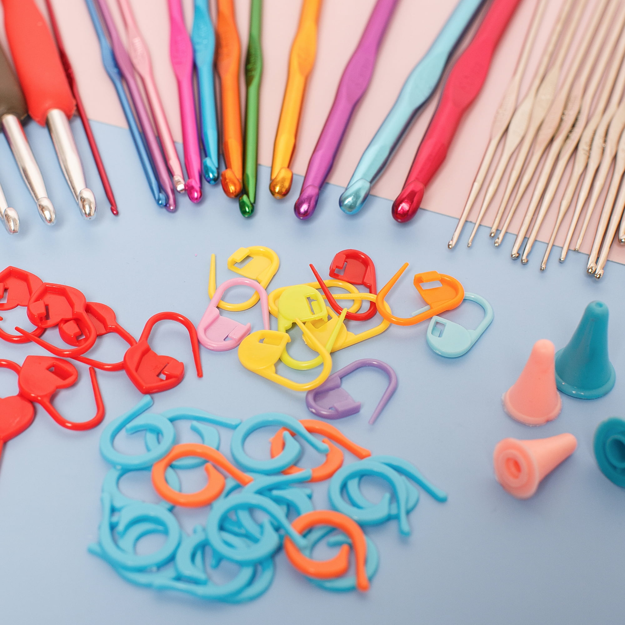 Sopena 115-Piece Crochet Hooks Set Crochet Hook Kit with Storage Case and Crochet Needle Accessories Crochet Needles Kit Hand Knitting Craft Art Tool for Beginners and Experienced Crochet Lovers