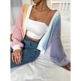 thumbnail image 4 of Contrast Color Knit Cardigan Sweater (M, MultiGreen), 4 of 7