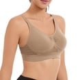 thumbnail image 4 of Byworldtasic Womens Plus Size Seamless Mesh Breathable Wireless Bra Gathered Front Design Bralette Adjustable Soft Bra, 4 of 8