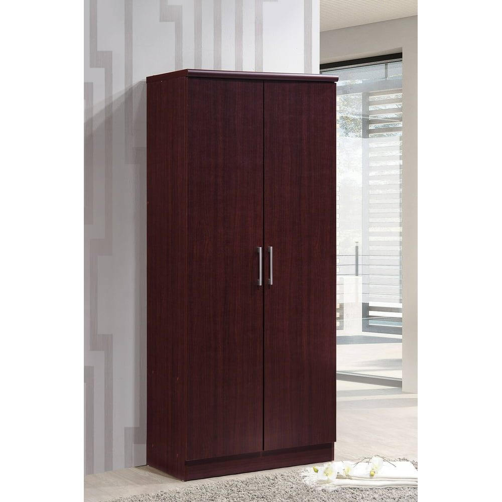 Hodedah 2Door Wardrobe with 4Shelves, Mahogany