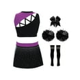 thumbnail image 2 of Miutii Kids Girl School Cheer Uniform Dress Cheerleading Dance Outfits Sequins Crop Top Skirt Pom Poms Stock Hair Tie Purple 6, 2 of 3