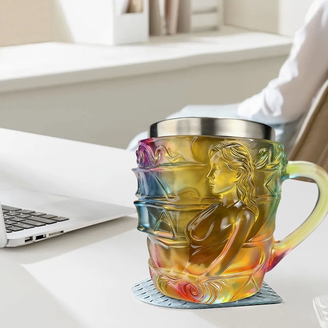 200ml Book Cup Hand- Book Coffee Cup Female Reader Writing Gift Year's 's Day Gift Decorative Relief Stainless Steel