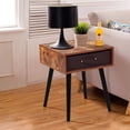 thumbnail image 2 of Giantex End Table, Accent Bedside Table W/ 1 Removable Fabric Drawer, ultipurpose for Living Room, Bedroom, Sofa Side Small Space Nightstand, Brown, 2 of 6