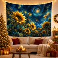 thumbnail image 3 of Golden Sunflower Cluster Against a Swirling Galaxy, Dreamy Celestial for Space Lovers, Botanical Wall Art, Housewarming Gift, Tapestry Wall Hanging for Bedroom and Studio, 3 of 7