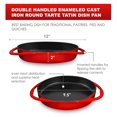thumbnail image 2 of Double Handled Enameled Red Cast Iron Round Tarte Tatin Dish Pan Mini Roasting Dish, 2 of 9