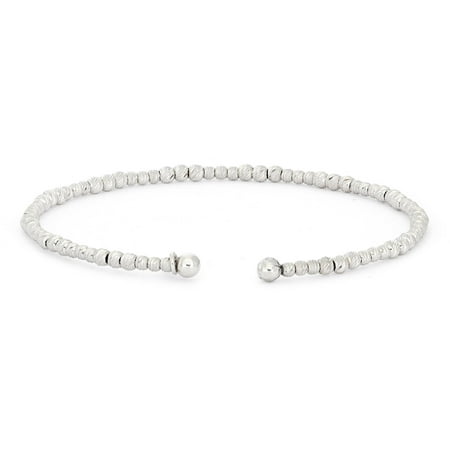 Giuliano Mameli Sterling Silver Rhodium-Plated Bangle with Large and Small Textured Faceted Beads