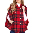 thumbnail image 2 of Women's Winter Autumn Coat Plaid Cape Double Breasted Poncho Jacket with Pockets Open Front Tunic Style Outerwear, 2 of 4