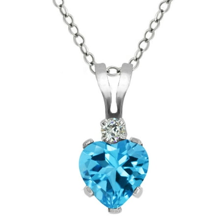 0.56 Ct Heart Shape Shape Swiss Blue Topaz Sterling Silver Pendant