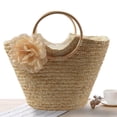 thumbnail image 2 of 2X Women's Straw Handbag Flower Woven Summer Beach Messenger Tote Bag Basket Shopper Purse, 2 of 8