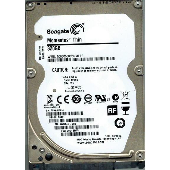 Seagate ST320LT012 P/N: 9WS14C-285 F/W: 0001SDM1 WU 320GB
