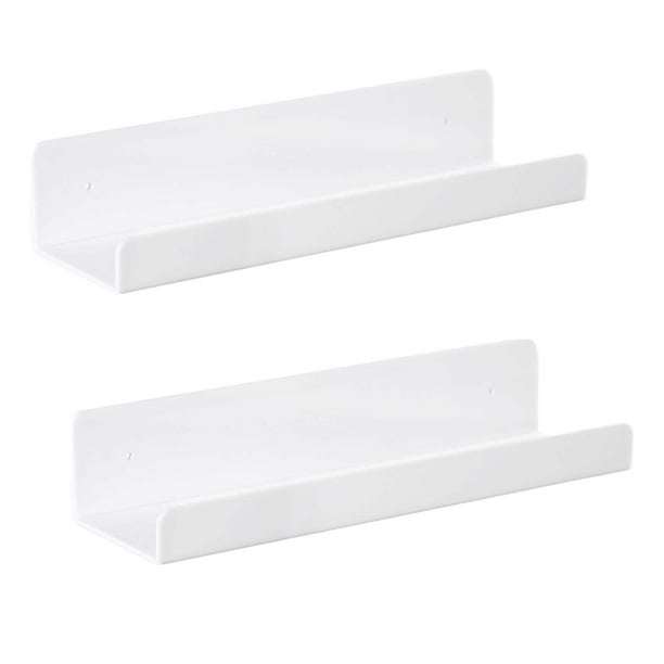 2 estantes flotantes de acrílico para pared, estantes de repisa para pared, estanterías de pared Blanco