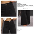 thumbnail image 4 of Pantalones acampanados de pana negros de talle alto, corte ajustado, color liso, para mujer, talla M, otoño/invierno, 4 of 5