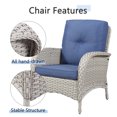 thumbnail image 4 of PARKWELL Patio Cushioned Chairs Set of 2,Outdoor Wicker Patio Furniture Sets,Blue Cushion, 4 of 6