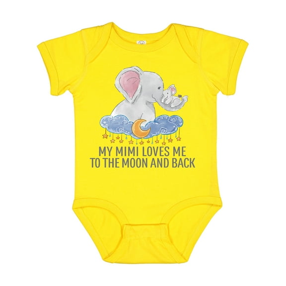 Inktastic My Mimi Loves Me to the Moon and Back Elephants in Clouds Boys or Girls Baby Bodysuit