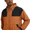 thumbnail image 3 of GUZOM Mens Windbreaker Jacket Lightweight Packable UV Protection Hooded Nylon Spandex Color Block Brown,Size S, 3 of 8