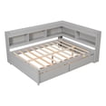 thumbnail image 5 of Paproos Full Bed with Drawers, Modern Wood Platform Bed with L-shaped Bookcases, No Box Spring Needed, Space Saving Full Size Storage Daybed Captain Bed Frame for Apartment Bedroom, Gray, 5 of 12