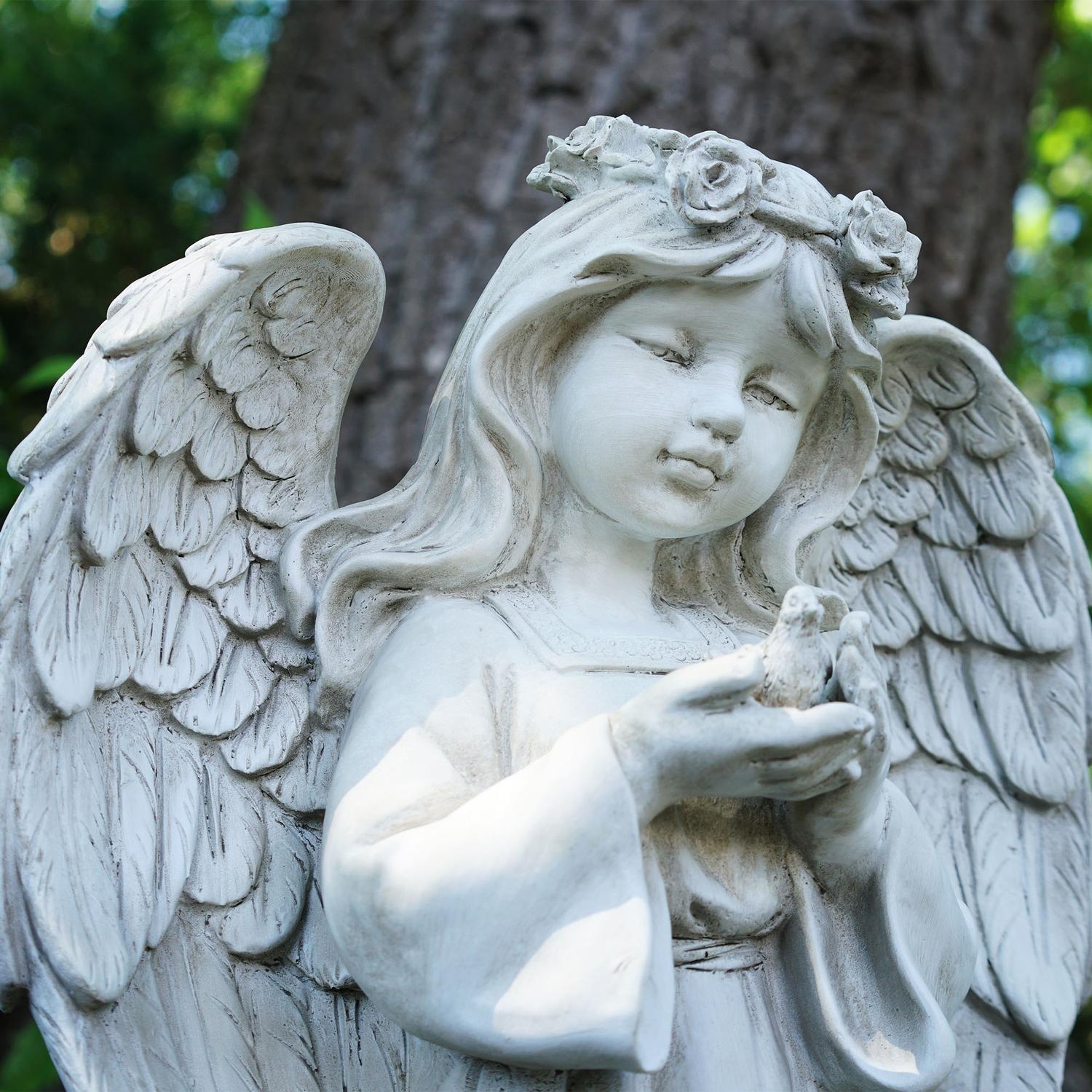 Northlight 20.5" Standing Girl Angel Holding a Bird Outdoor Garden Statue - image 3 of 4