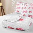 thumbnail image 4 of Erosebridal Kawaii Gradient Bowknot Twin Quilt Set,Watercolor Clover Twin Coverlet Set for Teens Girls, 4 of 7