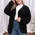 thumbnail image 4 of Women Chunky Knit Cardigan Long Sleeve V Neck Button Up with Pocket Sweater Coat for Fall and Winter Black XL, 4 of 9